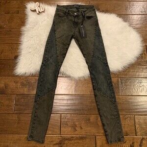 Brockenbow Womens Jeans Gray Magda Puzzle Skinny Jeans Size 26 Motorcycle New